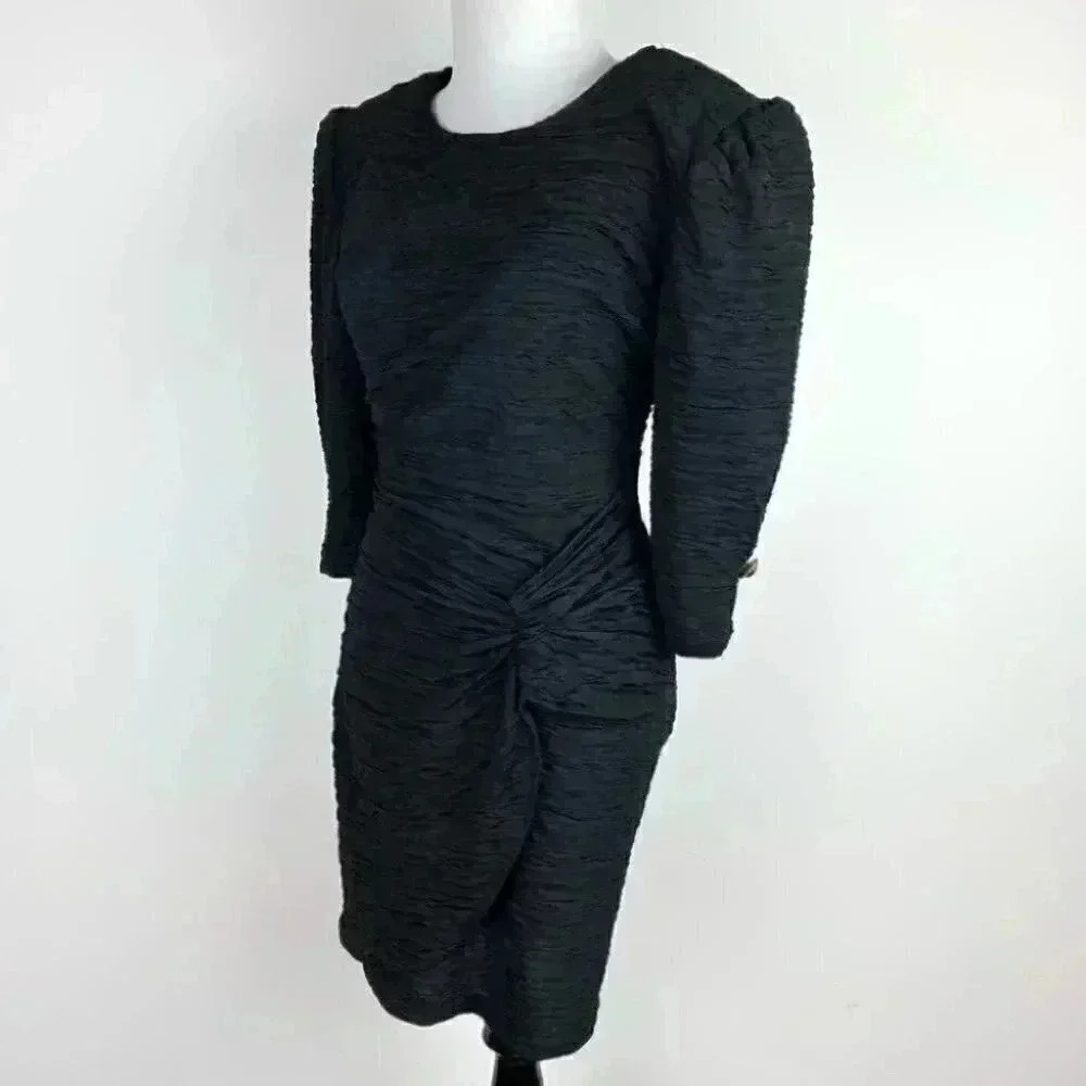 Vintage how sweet it is black wiggle dress 80s 90s 3/4 sleeves party formal - Picture 8 of 11